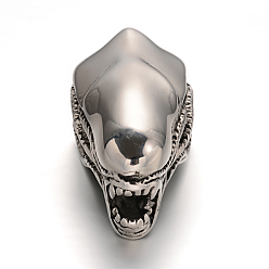 Antique Silver 304 Stainless Steel Pendants, Animal Head, Antique Silver, 41x21x20.5mm, Hole: 13x10.5mm