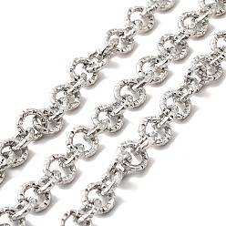 Stainless Steel Color 304 Stainless Steel Textured Cable Chains, with Spool, Unwelded, Stainless Steel Color, 7~8x1.2~1.5mm, about 16.40 Feet(5m)/Roll