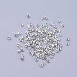 Серебро Гальванизируйте стеклянных шариков семени, круглое отверстие Rocailles, серебряные, 2x2 мм, отверстие : 0.5 мм