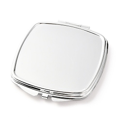 Stainless Steel Color DIY Iron Cosmetic Mirrors, for Epoxy Resin DIY, Square, Stainless Steel Color, 7.3x6.6x0.8cm, Hole: 1.6mm, Tray: 58x58mm