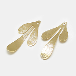 Real 18K Gold Plated Brass Pendants, Leaf, Real 18K Gold Plated, 35.5x17x1mm, Hole: 1mm