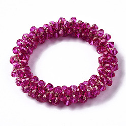 Средний Фиолетово-красный Граненые прозрачные стеклянные бусины эластичные браслеты, торсадные браслеты, двухконусные, средне фиолетовый красный, внутренний диаметр: 1-5/8 дюйм (4 см)