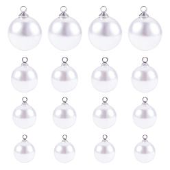 Blanco Colgantes de resina imitación perla, con material de aleación de platino chapado, rondo, blanco, 74x73x25 mm, Sobre 80 unidades / caja