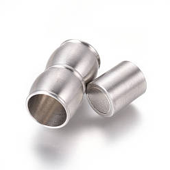 Stainless Steel Color 304 Stainless Steel Magnetic Clasps with Glue-in Ends, Matte, Column, Stainless Steel Color, 20x11.5mm, Hole: 8mm
