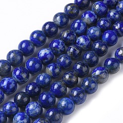 Lapis Lazuli Natural Lapis Lazuli Beads Strands, Round, 6.5~7mm, Hole: 0.6mm, about 60pcs/strand, 15.35 inch~15.55 inch(39~39.5cm)