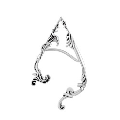 Antique Silver Alloy Dragon Cuff Earrings, Gothic Climber Wrap Around Earrings for Non Piercing Ear, Antique Silver, 73~76x45~48mm