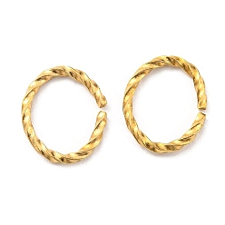 Chapado en Oro Real 18K 316 anillos de salto quirúrgicos de acero inoxidable, anillos del salto abiertos, retorcido, oval, real 18 k chapado en oro, 18 calibre, 12x10x1 mm, diámetro interior: 9.8x8 mm