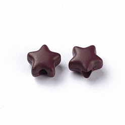 Dark Red Spray Painted Acrylic Beads, Star, Dark Red, 8.5x9.5x5mm, Hole: 2mm, about 2050pcs/500g