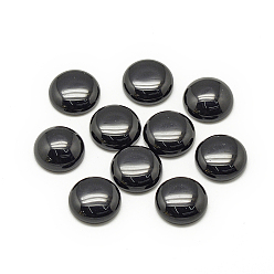 Pierre Noire Cabochons en pierre noire synthétique, demi-tour / dôme, 8x4mm