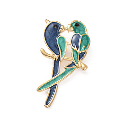 Bird Christmas Theme Rhinestone Brooch Pin, Light Gold Alloy Badge for Backpack Clothes, Bird, 56.5x29.5x8mm