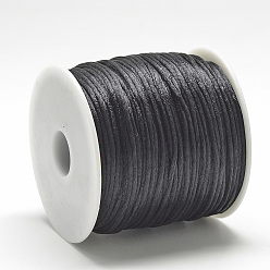 Noir Fil de nylon, corde de satin de rattail, noir, environ 1 mm, environ 76.55 yards (70m)/rouleau