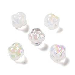 Blanc Fumé Placage uv perles acryliques irisées arc-en-ciel, noeud, fumée blanche, 17x17.5x17.5mm, Trou: 2.8mm