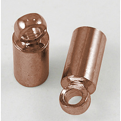 Red Copper Brass Cord Ends, End Caps, Nickel Free, Red Copper, 8x2.8mm, Hole: 1.5mm, 2mm inner diameter