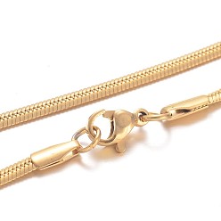 Золотой 304 из нержавеющей стали цепи змея ожерелья, с карабин-лобстерами , золотые, 2.2 мм, 17.7 дюйм (45 см)