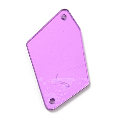 Violet Miroir acrylique irrégulier cousu sur des strass, accessoires de vêtements, 2-trous liens, violette, 31x20x1.3mm, Trou: 1.2mm