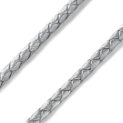 Серебро Плетеный кожаный шнур, серебряные, 3 мм, 50 ярдов / пачка