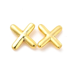 Letter X Boucles d'oreilles en laiton évidées avec lettre initiale pour femmes, réel 18 k plaqué or, sans plomb et sans cadmium, letter.x, 7x7x1.5mm, pin: 0.8 mm