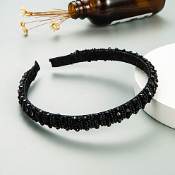 Noir Serre-tête en perles de verre bling bling, accessoires de cheveux de fête pour femmes filles, noir, 12mm