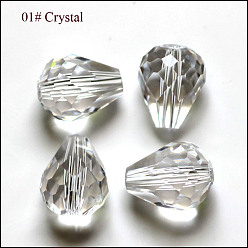 Claro Imitación perlas de cristal austriaco, aaa grado, facetados, gota, Claro, 8x10 mm, agujero: 0.9~1 mm