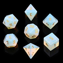 Opalite Jeu de dés polyédriques en opalite en métal, jeu rpg dés de pierre de cristal, 16.5~27x16.5~27x16.5~27mm, 7 pièces / kit