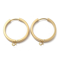 Real 24K Gold Plated 201 Stainless Steel Huggie Hoop Earrings Findings, with Vertical Loop, with 316 Surgical Stainless Steel Earring Pins, Ring, Real 24K Gold Plated, 24x3mm, Hole: 2.7mm, Pin: 1mm