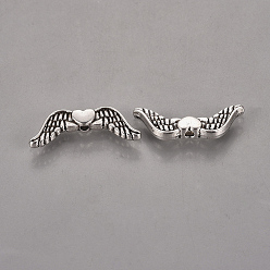 Antique Silver Tibetan Style Beads, Cadmium Free & Lead Free, Wing, Antique Silver, 20x7x3mm