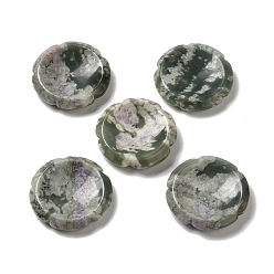 Armonía jade Piedras de preocupación de jade de paz natural, forma de la flor, 37.5~38x38x7~7.5 mm