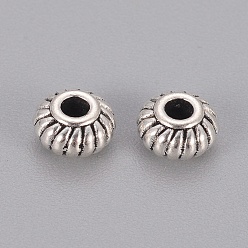 Antique Silver Alloy Spacer Beads, Rondelle, Cadmium Free & Lead Free, Antique Silver, 6x4mm, Hole: 1.5mm