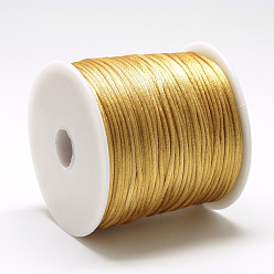 Verge D'or Fil de nylon, corde de satin de rattail, verge d'or, environ 1 mm, environ 76.55 yards (70m)/rouleau
