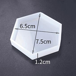 Blanc Moules en silicone pour tapis de tasse hexagonale diy, moules de dessous de verre, moules de résine, blanc, 75x65x12mm
