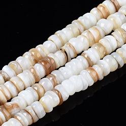 Seashell Color Natural Freshwater Shell Beads Strands, Flat Round/Disc, Heishi Beads, Seashell Color, 4x1~2mm, Hole: 0.8mm, about 206~210pcs/strand, 14.96 inch~15.16 inch(38cm~38.5cm)