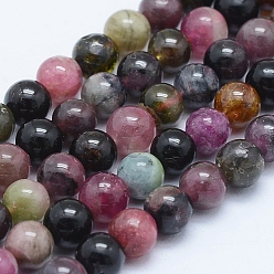 Tourmaline Natural Tourmaline Beads Strands, Round, 5mm, Hole: 1mm, about 78pcs/strand, 15.9 inch(40.5cm)