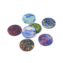 Mixed Color Cellulose Acetate(Resin) Pendants, Flat Round, Mixed Color, 27.5x2.5mm, Hole: 1.6mm
