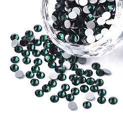 Emerald Glass Flat Back Rhinestone Cabochons, Back Plated, Faceted Half Round, Emerald, SS20, 4.6~4.8x2mm, about 1440pcs/bag