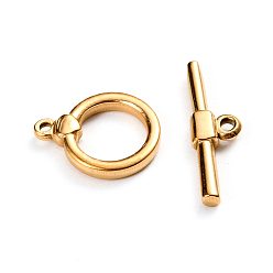 Золотой Ионное покрытие (ip) 304 застежки из нержавеющей стали, кольцо, золотые, Кольцо: 18x14x3 mm, отверстие : 1.5 мм, бар: 23.5x7x3, отверстие : 1.8 мм