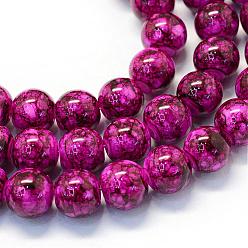 Violeta Rojo Medio Vidrio pintado hornear hebras de perlas redondo, rojo violeta medio, 8.5~9 mm, agujero: 1.5 mm, sobre 105 unidades / cadena, 31.8 pulgada