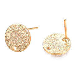 Golden Brass Stud Earring Findings, with Hole, Cadmium Free & Nickel Free & Lead Free, Flat Round, Golden, 10mm, Hole: 1.2mm, Pin: 0.8mm