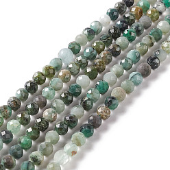 Émeraude Brins de perles de quartz émeraude naturelle, facette, ronde, 4mm, Trou: 0.8mm, Environ 97 pcs/chapelet, 15.55 pouce (39.5 cm)