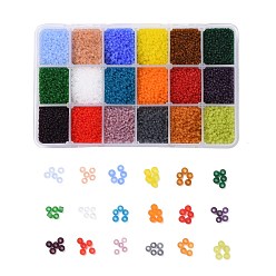 Color mezclado 48000 piezas 18 colores 12/0 grado a cuentas de semillas de vidrio redondas, estilo esmerilado transparente, color mezclado, 2x1.5 mm, agujero: 0.8 mm, 25 g / color, sobre 48000 unidades / caja