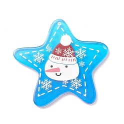 Muñeco de nieve Colgantes de acrílico impresos navideños, encanto de la estrella, muñeco de nieve, 41x43.5x2 mm, agujero: 1.4 mm