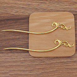 Golden Alloy Hair Sticks Findings, Enamel Settings, Cloud, Golden, 152mm