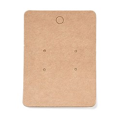 Bois Solide Cartes d'affichage de boucle d'oreille en papier kraft vierge, rectangle, burlywood, 7.8x5.8x0.05 cm, Trou: 1.5mm