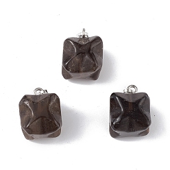 Smoky Quartz Natural Smoky Quartz Pendants, Merkaba Star Charms, with Stainless Steel Color Plated 201 Stainless Steel Snap on Bails, 18~20x14~15x14~15mm, Hole: 8x3mm