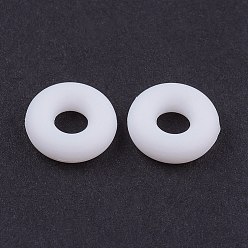 Белый Силиконовые бусины, изготовление браслетов diy, пончик, белые, 8x2 мм, отверстие : 3 мм