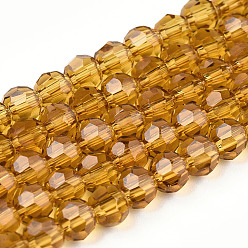 Goldenrod Transparent Glass Bead Strands, Faceted(32 Facets) Round, Goldenrod, 4~5mm, Hole: 0.5mm, about 93~98pcs/Strand, 14.17~14.57 inch(36~37cm)