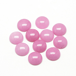 Hot Pink Natural White Jade Cabochons, Dyed, Half Round/Dome, Hot Pink, 10x4~5mm