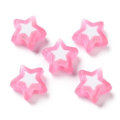 Pink Star Acrylic Beads, Bead in Bead, Pink, 8.5x9x4mm, Hole: 1.8mm, about 2941pcs/500g