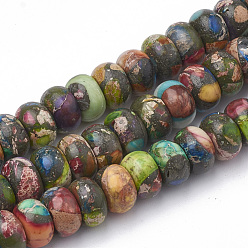 Imperial Jasper Synthetic Gold Line Imperial Jasper Beads Strands, Rondelle, 8~8.5x5mm, Hole: 1mm, about 79pcs/strand, 15.9 inch