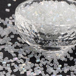 Clear 11/0 Two Cut Glass Seed Beads, Hexagon, Clear, Size: about 2.2mm in diameter, about 37500pcs/Pound
