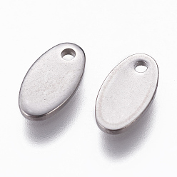 Stainless Steel Color 304 Stainless Steel Charms, Stamping Blank Tag, Oval, Stainless Steel Color, 9x5x1mm, Hole: 1.2mm